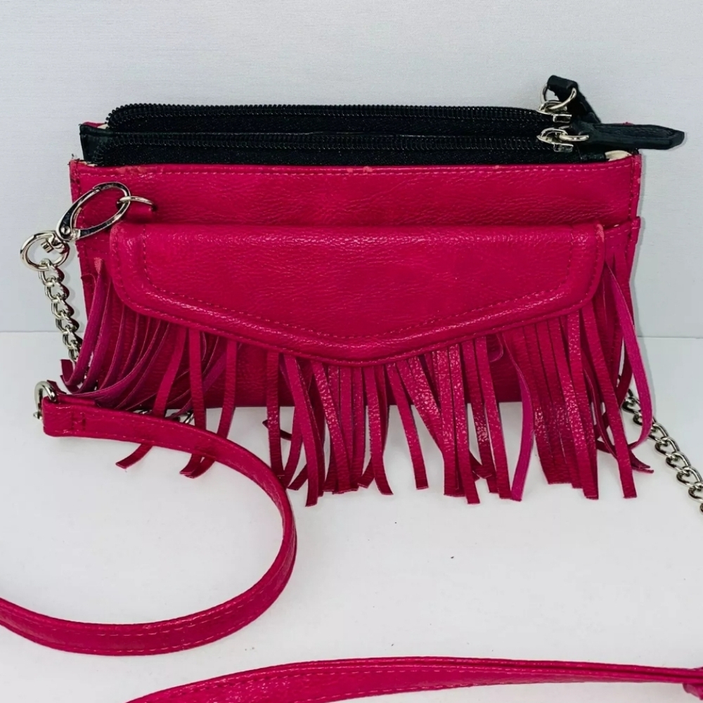 MADDEN GIRL Pink Fringe Clutch  NWT